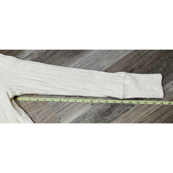 Ivory Ribbed Henley Long-Sleeve Sweater Womens Medium Button Detail Lightweight - Picture 11 of 15